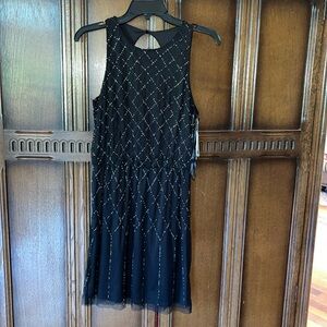 NWT Size 4 Liliana Black Beaded Cocktail Dress